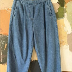 ICHI Soft Cotton Denim Look Wide Leg Pants EU 38 (US 6/8)